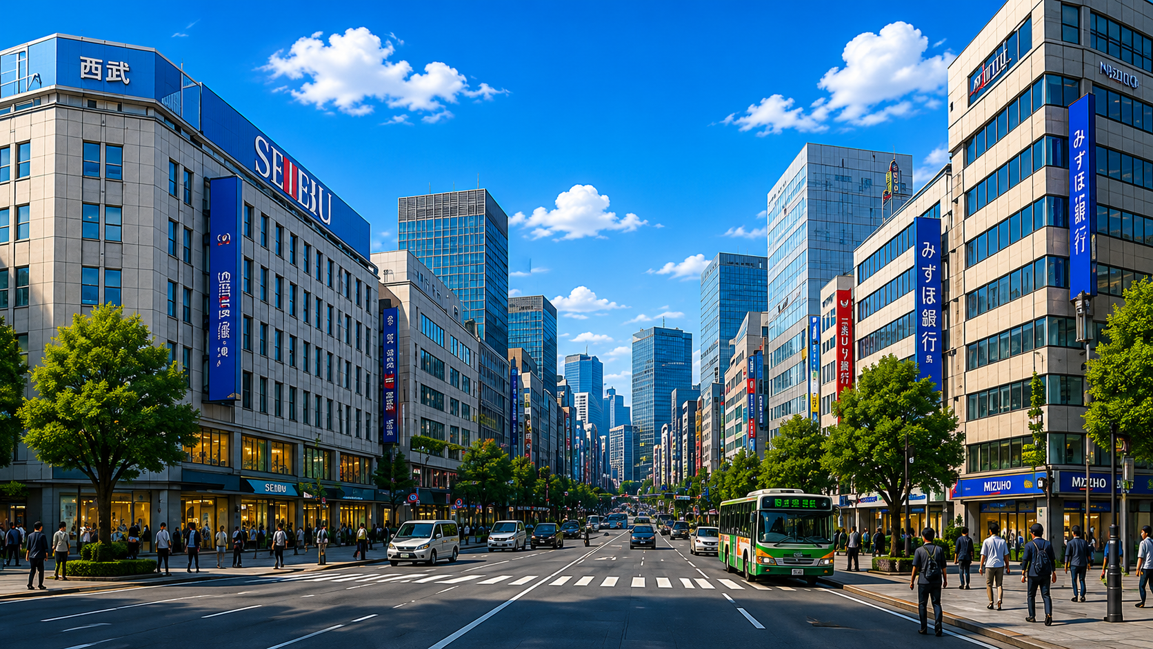 A broad Tokyo avenue in Ginza